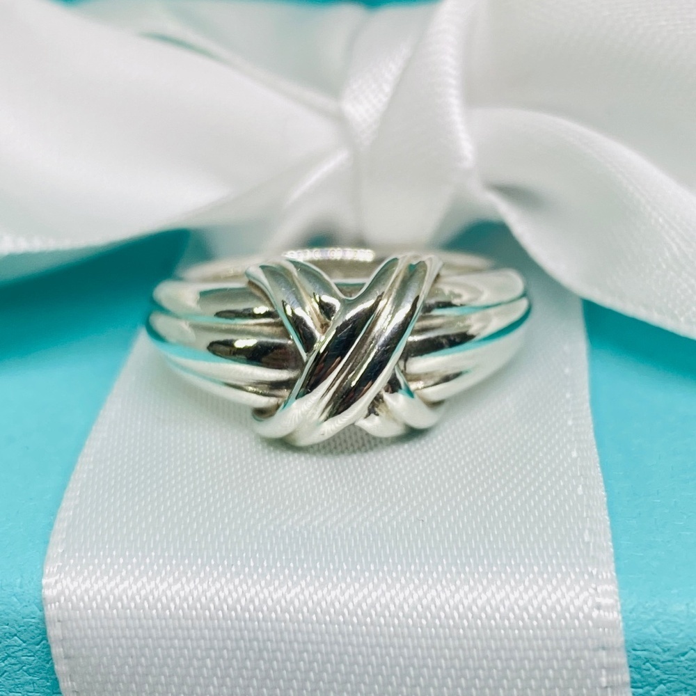 Vintage Tiffany & Co Signature X Ring 925 Silver Size 5.5 1990 Limited Edition